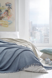 mantas muslin o muselina azul